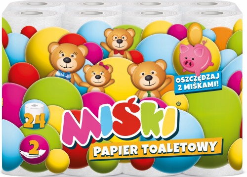 Papier toalet. Miśki 2w a'24szt.