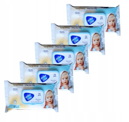 Zestaw Mike Line chusteczki higieniczne nawilżane 72 sztuki x5