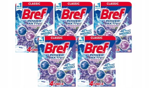 Zestaw Kostka do WC koszyczek Bref Power activ 50g (kulki) /lavender x5