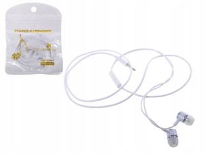 Słuchawki douszne przewodowe białe/ folia 