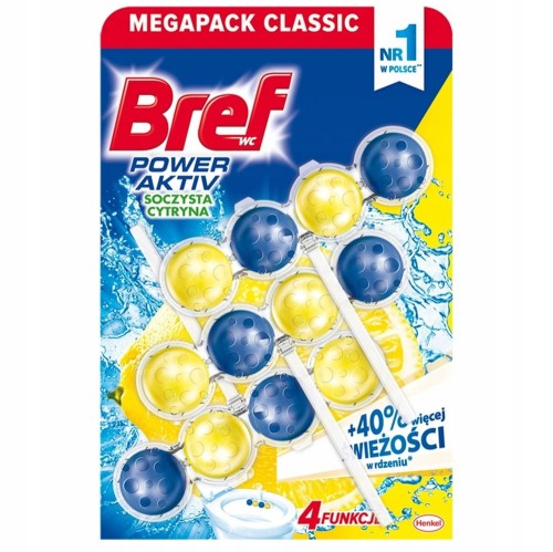 Kostka do WC koszyczek Bref Power activ 3x50g (kulki) /lemon